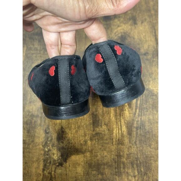Stubbs & Wootton Mini Heart Black Red Velvet Loafers Size 5 Palm Beach Spain - Picture 12 of 16